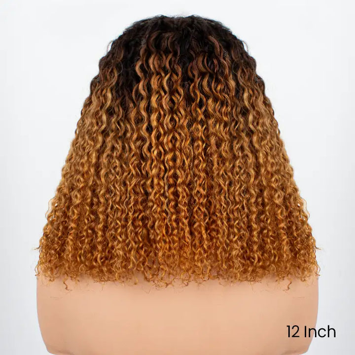 T1B/30 Boho-Inspired Braided Top Curly 5x5 Glueless Human Hair Wig