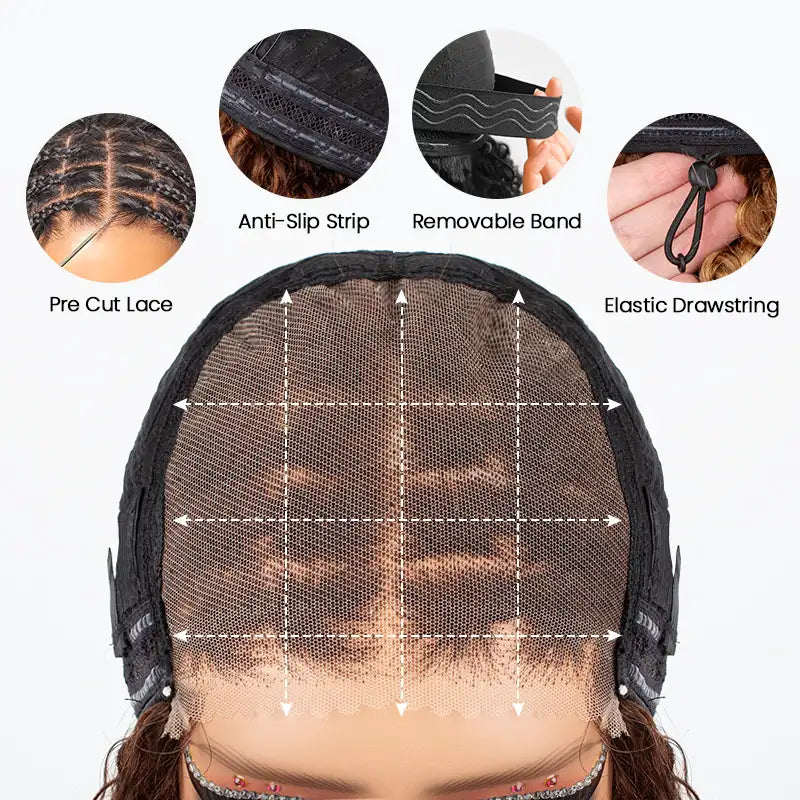 Ombre T4/27 Boho Braided Curly Wig Ready to Wear Glueless 5x5 HD Lace Closure Human Hair Wig