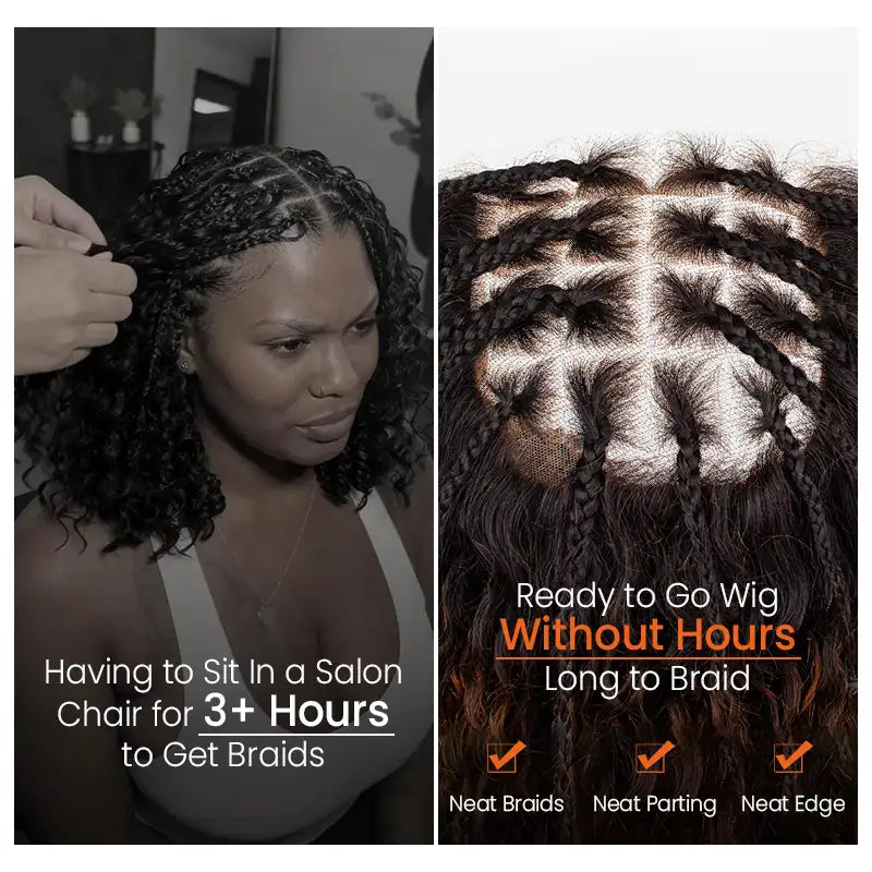 Ombre T4/27 Boho Braided Curly Wig Ready to Wear Glueless 5x5 HD Lace Closure Human Hair Wig