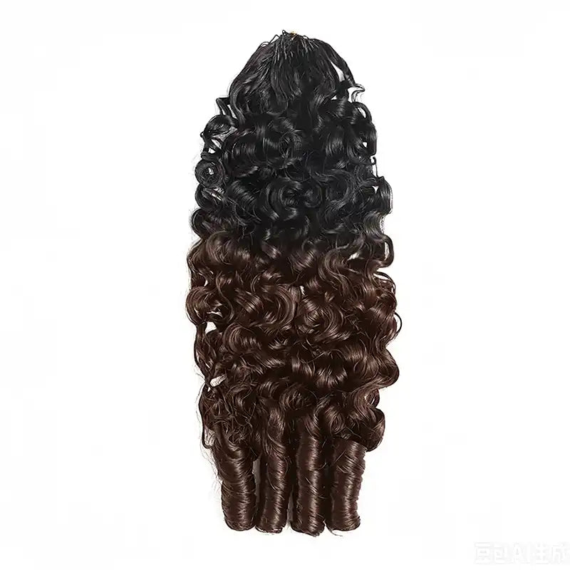Ombre Brown T1B/4 Kinky Curly Pre-Separated Feather Crochet Human Hair Extensions