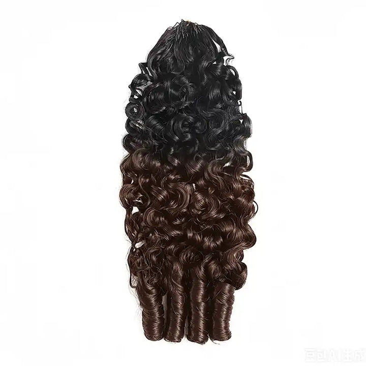 Ombre Brown T1B/4 Kinky Curly Pre-Separated Feather Crochet Human Hair Extensions
