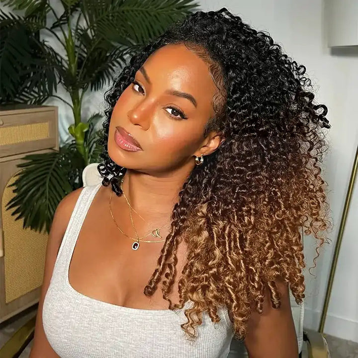 Ombre T1B/4/27 Kinky Curly Crochet Human Hair- Afro Texture