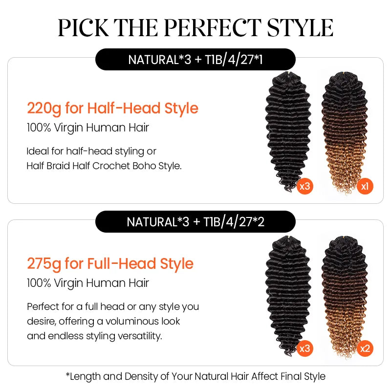 Colored Deep Curly Feather Crochet Human Hair Extensions