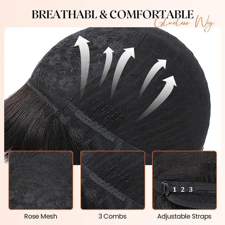 Chocolate Brown Bob Short Straight Human Hair Wig With Bang