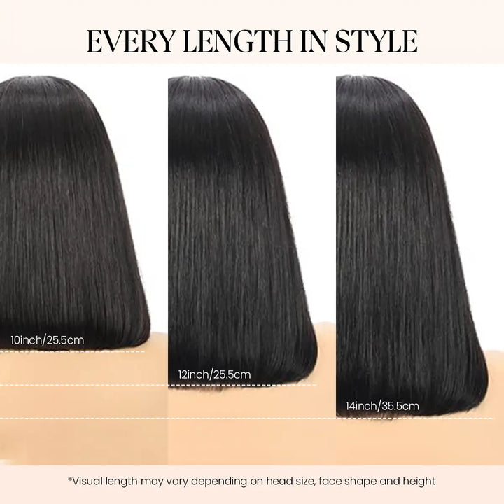 Human Hair Bob Wig with Bangs – Ready to Wear | No Glue, Beginner Friendly