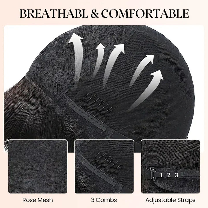 Beliana Human Hair Bob Wig with Bangs – Ready to Wear | No Glue, Beginner Friendly