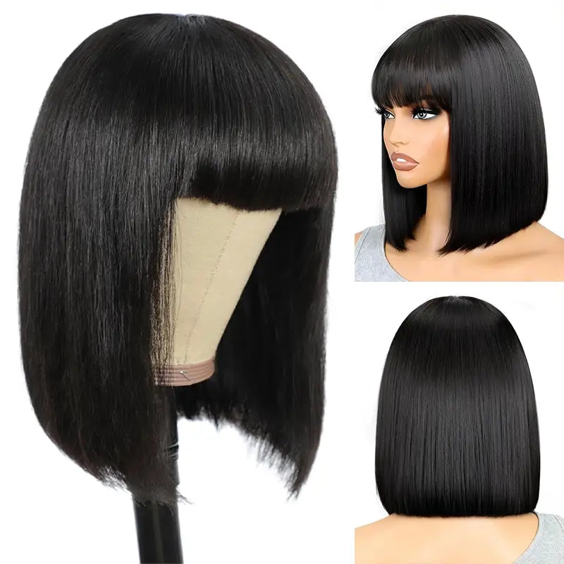 Beliana Human Hair Bob Wig with Bangs – Ready to Wear | No Glue, Beginner Friendly