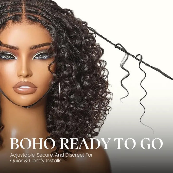 Beliana Readitress™ Boho-Inspired Braided Top Deep Curly 5x5 Glueless Human Hair Wig