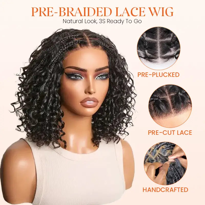 Beliana Readitress™ Boho-Inspired Braided Top Deep Curly 5x5 Glueless Human Hair Wig