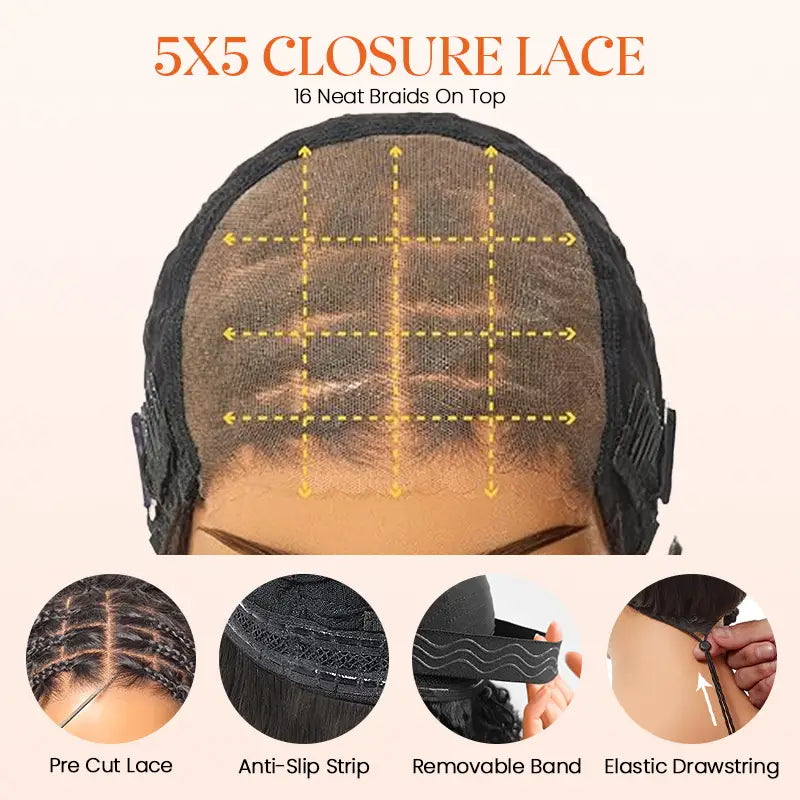 Beliana Readitress™ Boho-Inspired Braided Top Deep Curly 5x5 Glueless Human Hair Wig