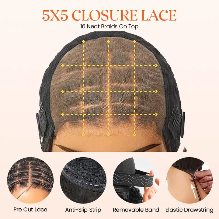 Beliana Readitress™ Boho-Inspired Braided Top Deep Curly 5x5 Glueless Human Hair Wig