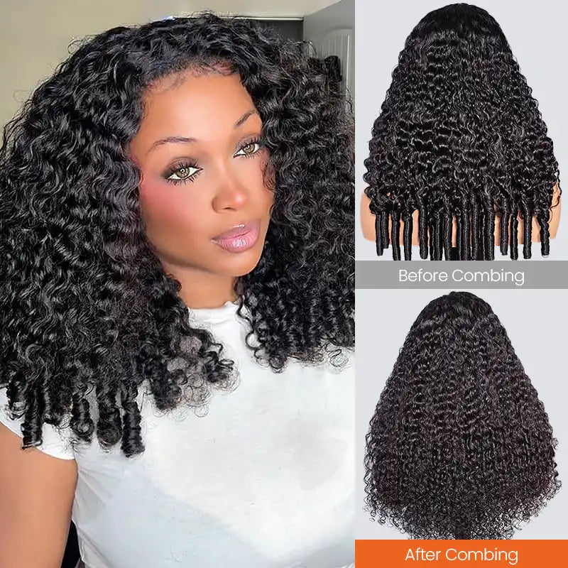 Burmese Curly Half Wig With Drawstring 3 in 1 Glueless Flexible Fit Human Hair Wig