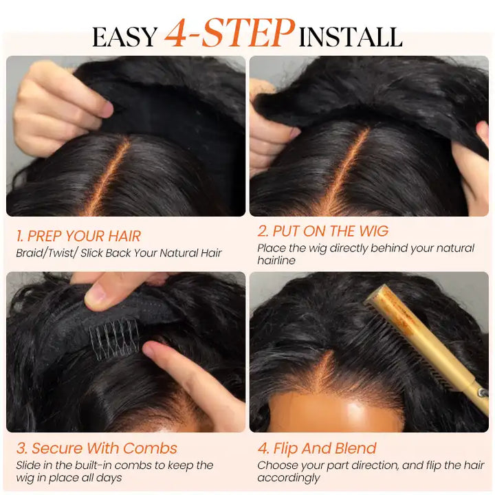 Burmese Curly Half Wig With Drawstring 3 in 1 Glueless Flexible Fit Human Hair Wig