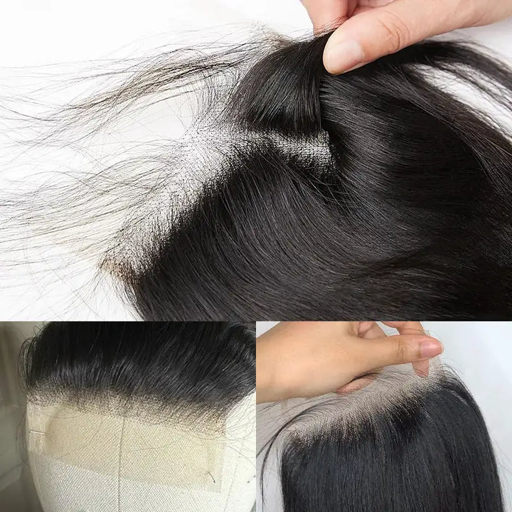 Beliana Straight Human Hair Closure, 2x6–13x4 ,Transparent & HD Lace