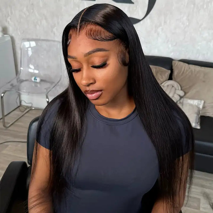 Beliana Straight Human Hair Closure, 2x6–13x4 ,Transparent & HD Lace