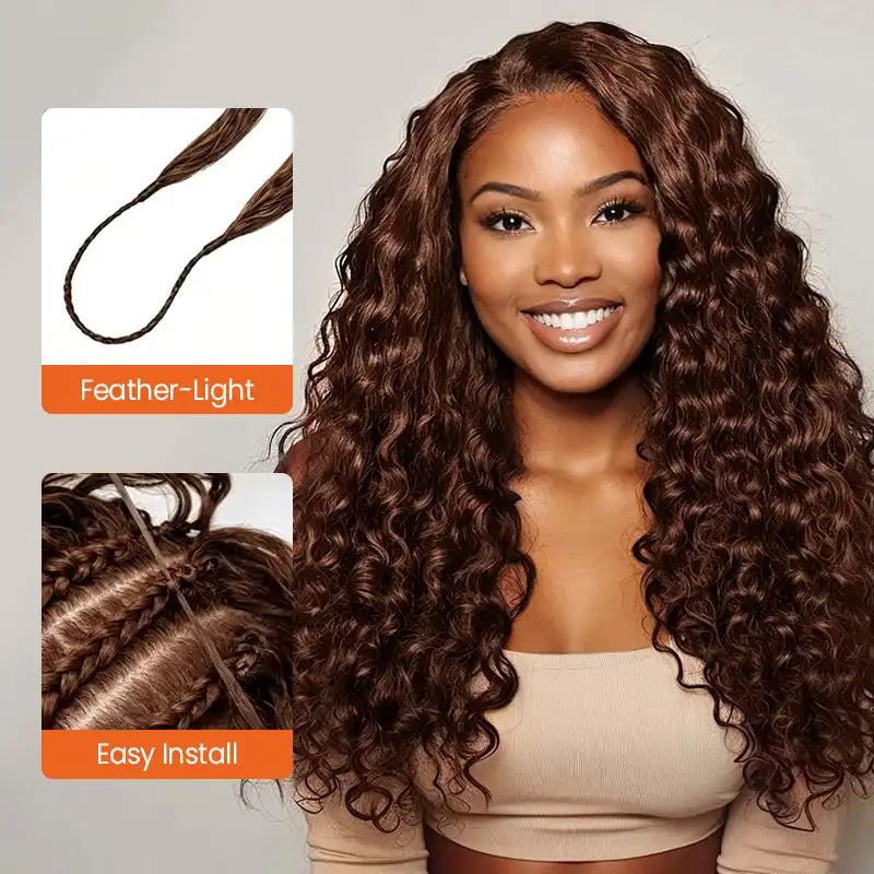 $109 = 3 Bundles | Curly Feather Crochet Human Hair Extensions Pre-Separated Knotless