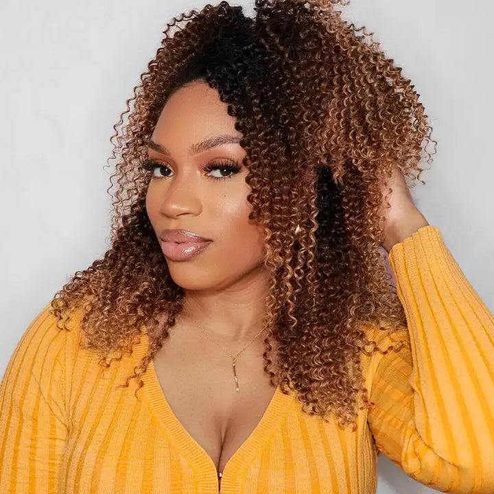 Ombre T1B/30/27 Kinky Curly Crochet Human Hair- Afro Texture