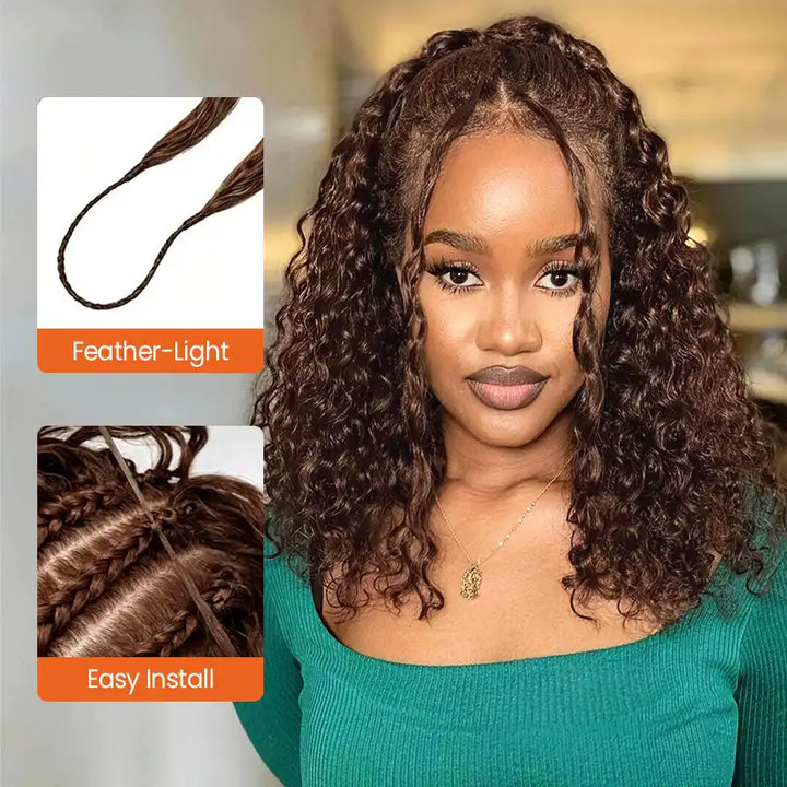 $109 = 3 Bundles | Curly Feather Crochet Human Hair Extensions Pre-Separated Knotless