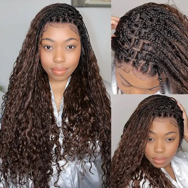 Ombre Brown T1B/4 Kinky Curly Pre-Separated Feather Crochet Human Hair Extensions