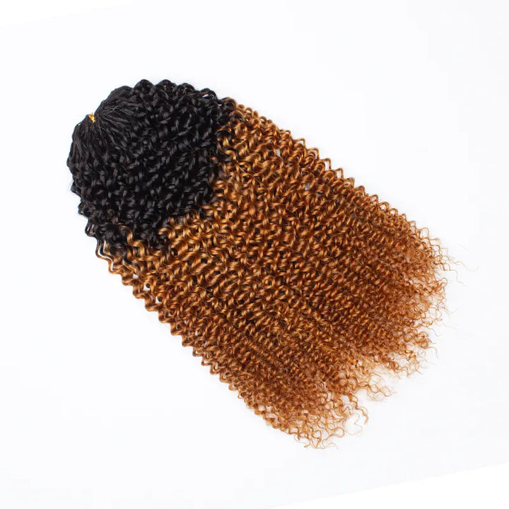 [3 Bundles] Ombre T1B/30 Jerry Curly Feather Crochet Hair Extensions 100% Human Hair