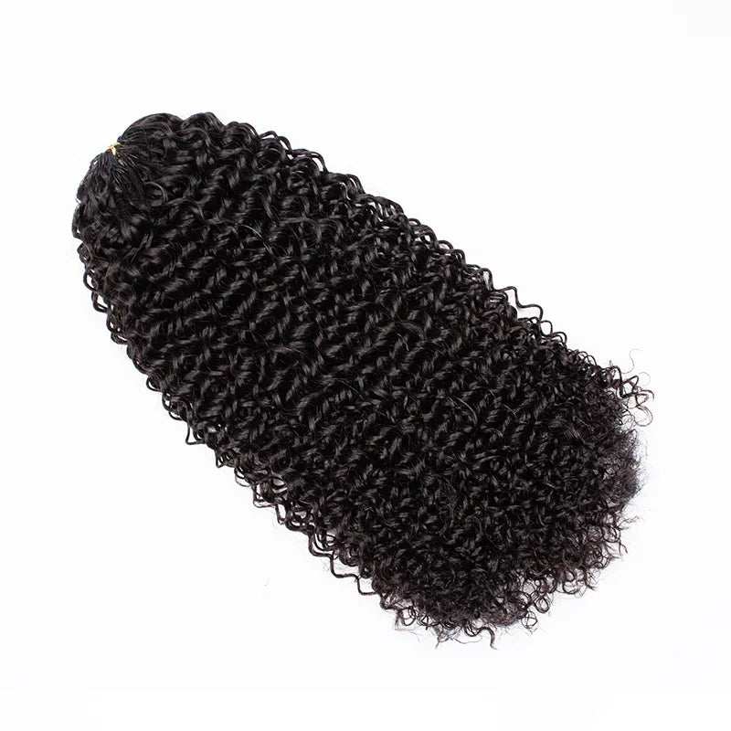 [3 Bundles] Colored Jerry Curly Feather Crochet Human Hair Extensions