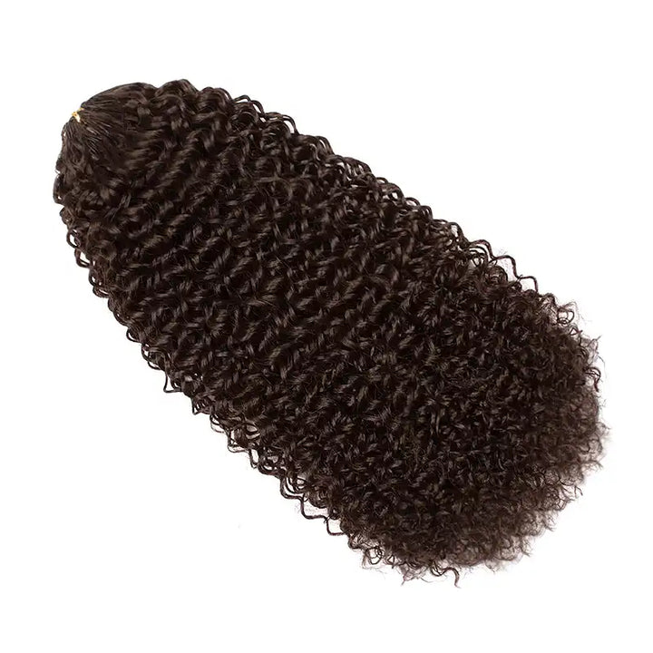 Chocolate Brown Curly Feather Crochet Hair Extensions 100% Human Hair