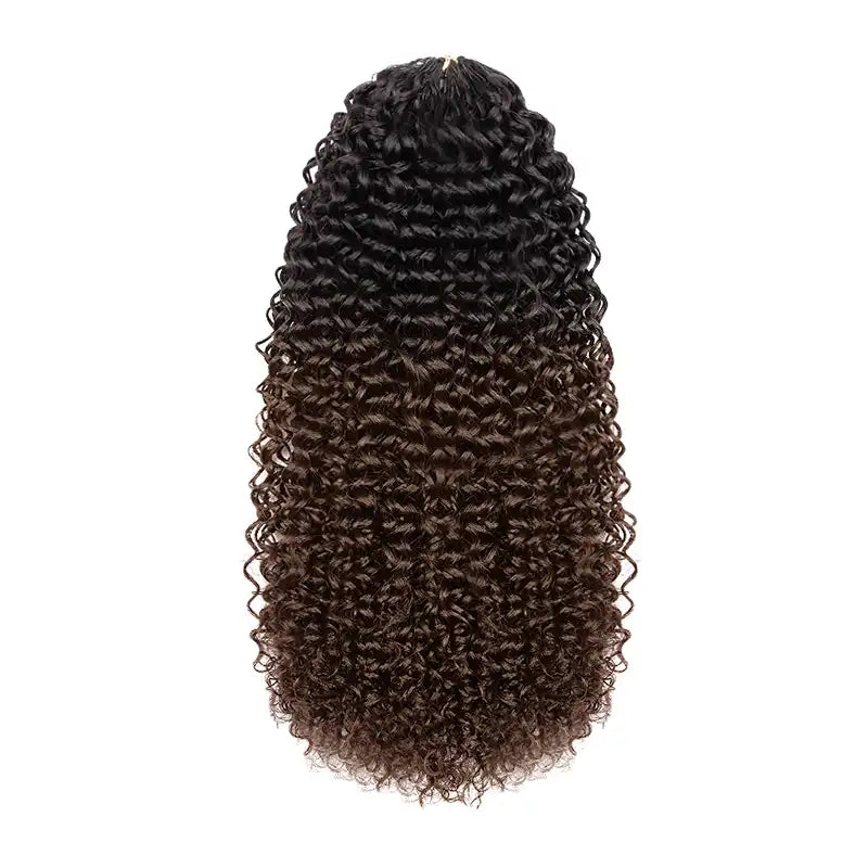 Ombre Brown T1B/4 Kinky Curly Pre-Separated Feather Crochet Human Hair Extensions