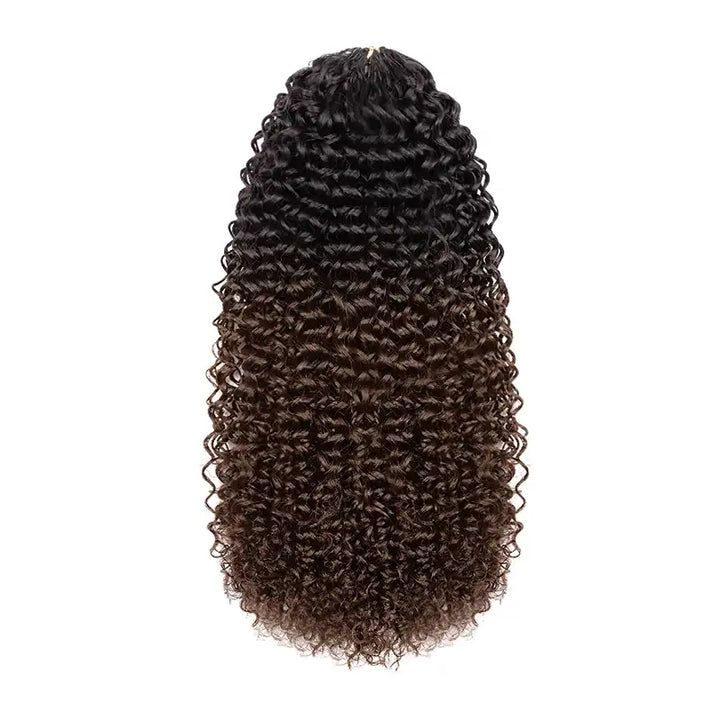 Ombre Brown T1B/4 Kinky Curly Pre-Separated Feather Crochet Human Hair Extensions