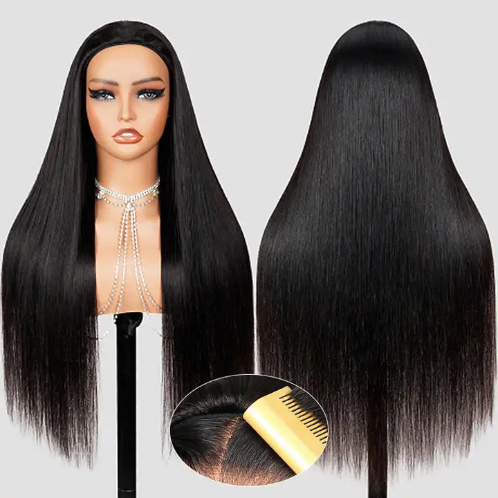 Kinky Curly Glueless Half Wig With Drawstring invisible Hairline Protective Style 3 in 1 Beginner Friendly Wig