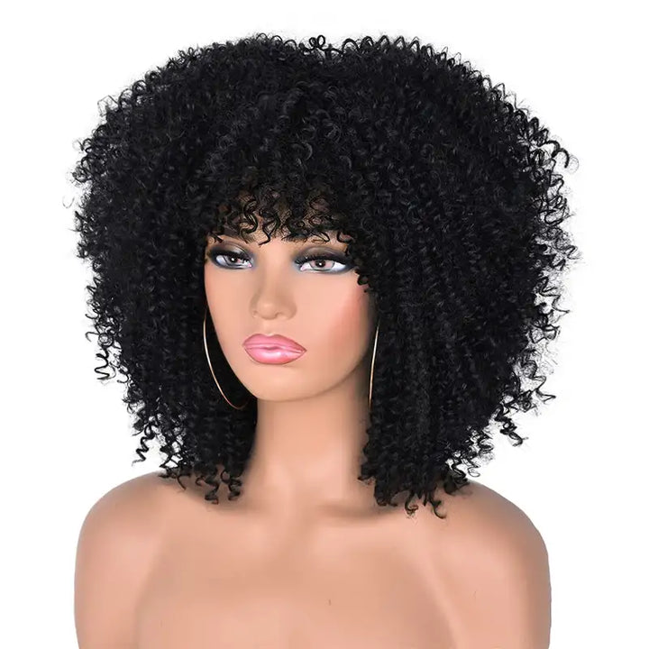 Short Bob Jerry Curly Human Hair Wig With Bang