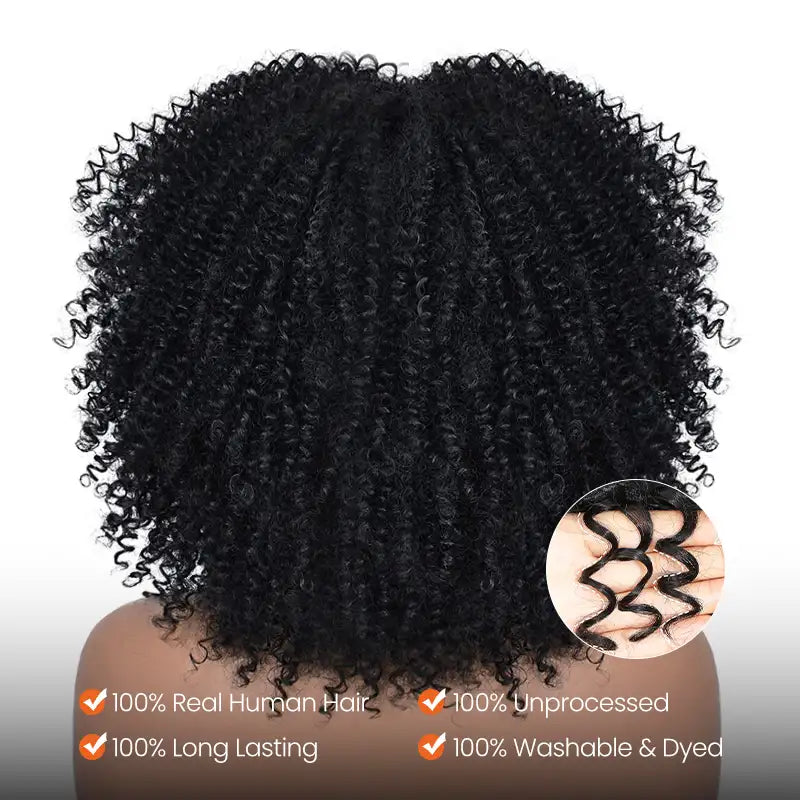 Short Bob Jerry Curly Human Hair Wig With Bang