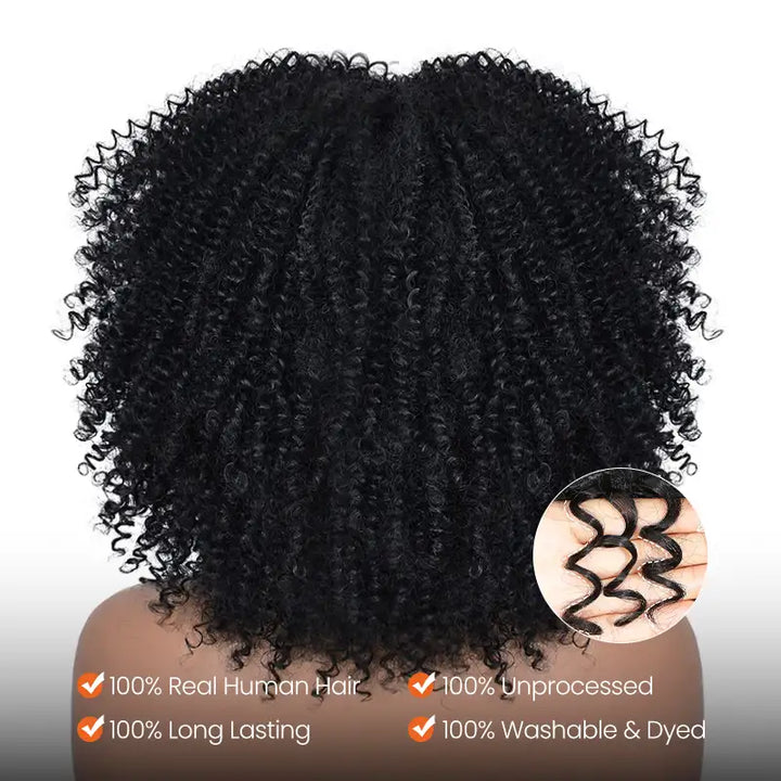 Short Bob Jerry Curly Human Hair Wig With Bang