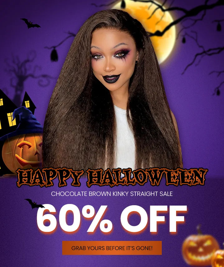 kinky straight hair chocolate brown wig 