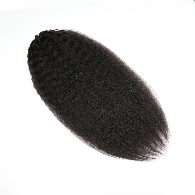 [4 Bundles] Natural Black Kinky Straight Feather Crochet Hair Extensions 100% Human Hair