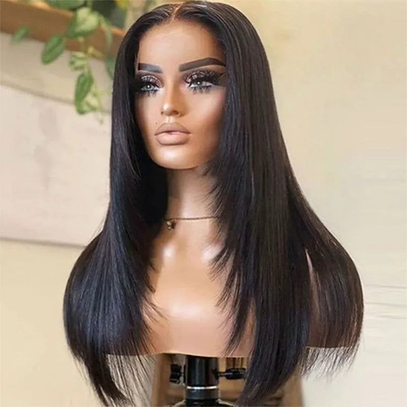 Perruque de cheveux raides avec fermeture en dentelle transparente 5x5 Huamn Hair 