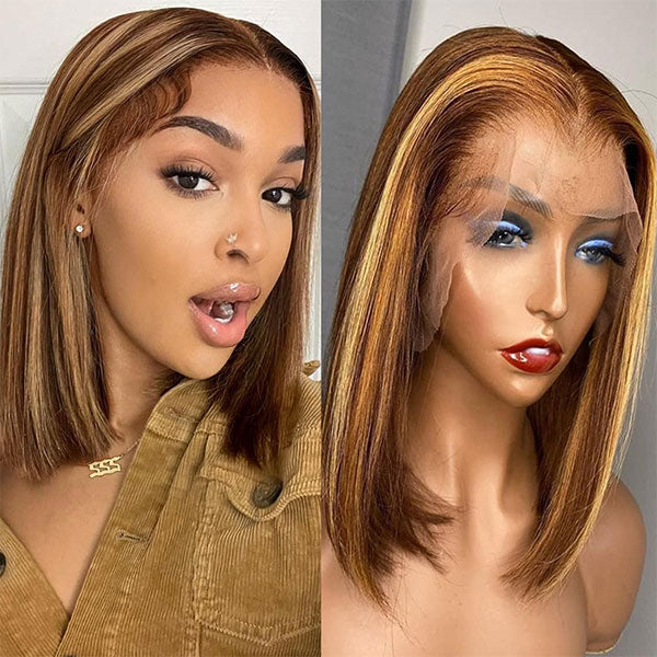 Piano Highlight 13x4 Lace Frontal Straight Hair Bob Wig