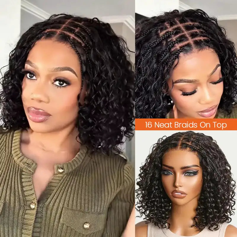 Beliana Readitress™ Boho-Inspired Braided Top Deep Curly 5x5 Glueless Human Hair Wig