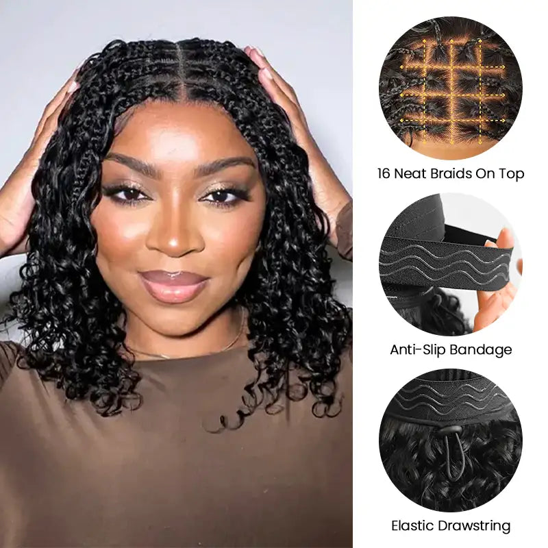 Beliana Readitress™ Boho-Inspired Braided Top Deep Curly 5x5 Glueless Human Hair Wig