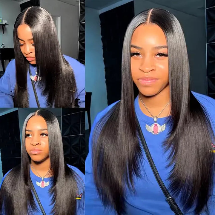 Perruque de cheveux raides avec fermeture en dentelle transparente 5x5 Huamn Hair 