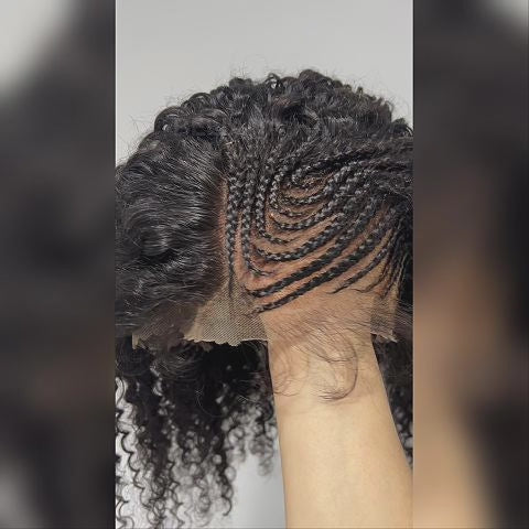 Wear & Go Side-Braided Jerry Curly 13x4 HD Lace Frontal Glueless Human Hair Wig with Baby Hair
