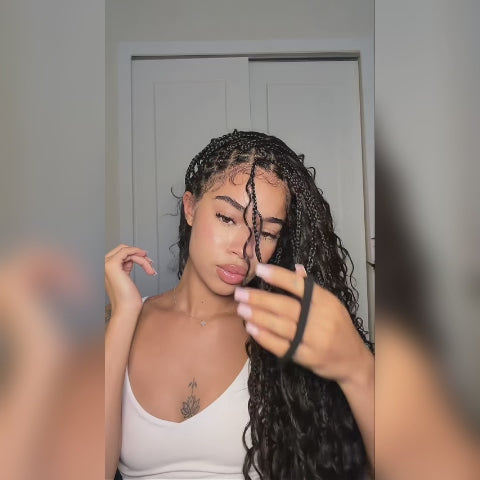 13x6 HD Lace Boho Braided Curly Wig Drawstring Glueless Human Hair Wig
