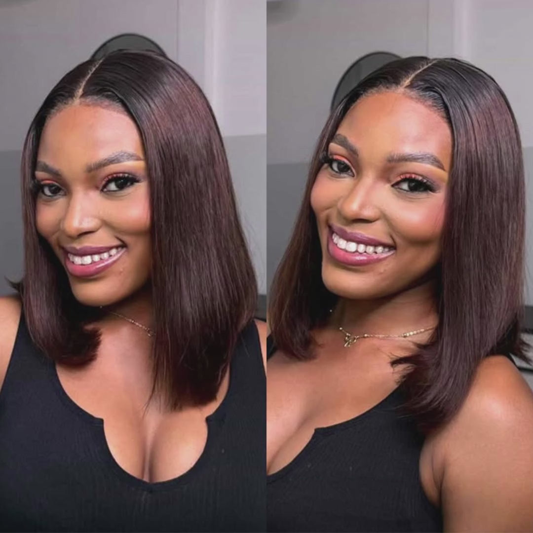 5x5 Lace wig Human Hair Straight Bob Wig