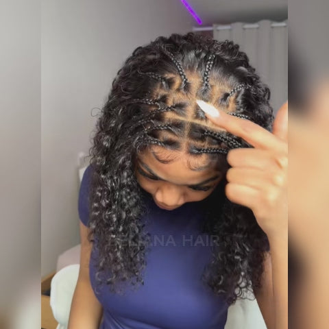 Boho-Inspired Braided Top Curly 5x5 Glueless Human Hair Wig