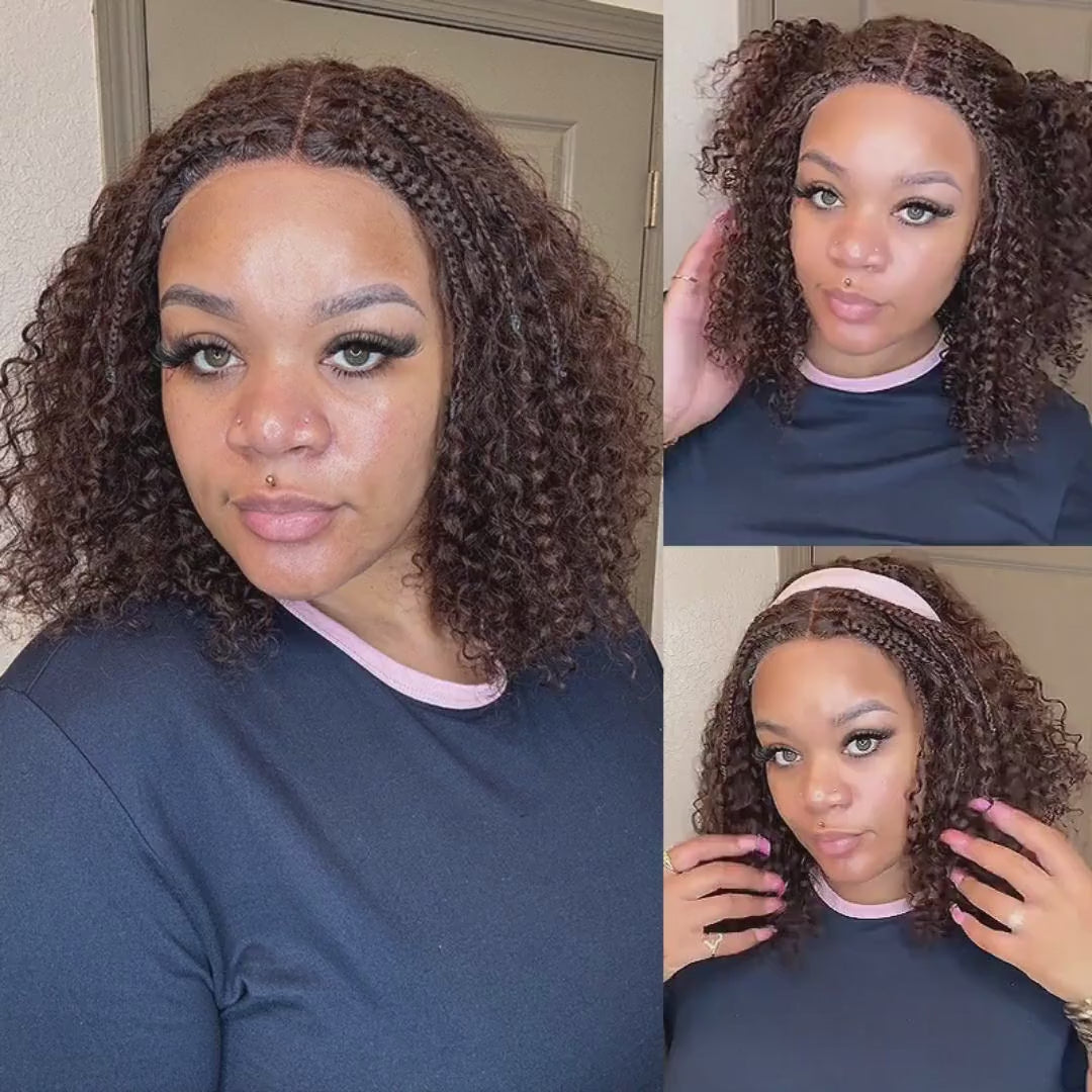 Boho-Inspired Braided Top Deep Curly 5x5 Glueless Human Hair Wig