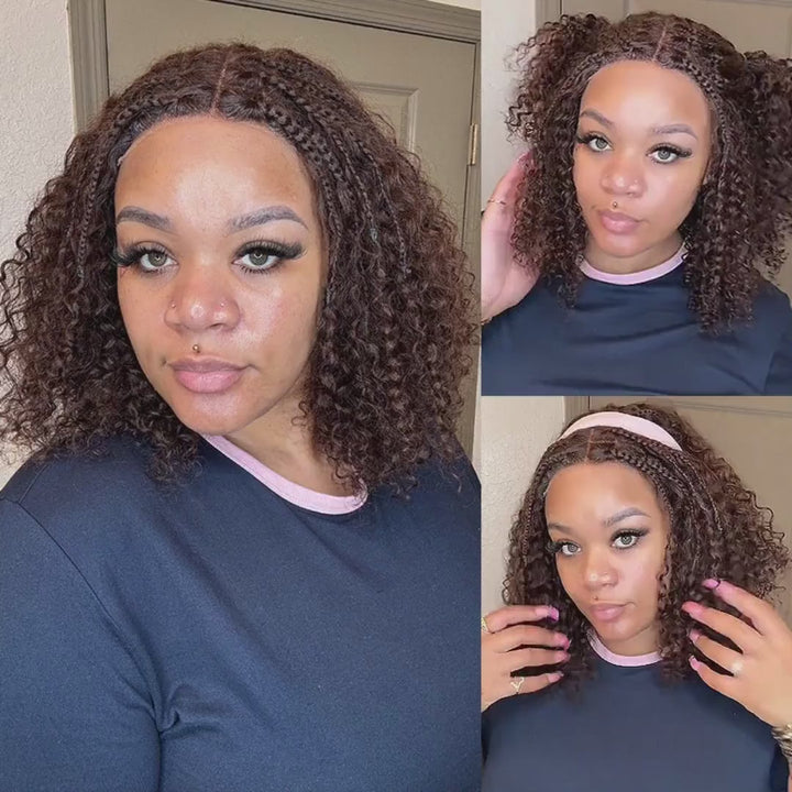 Boho-Inspired Braided Top Deep Curly 5x5 Glueless Human Hair Wig