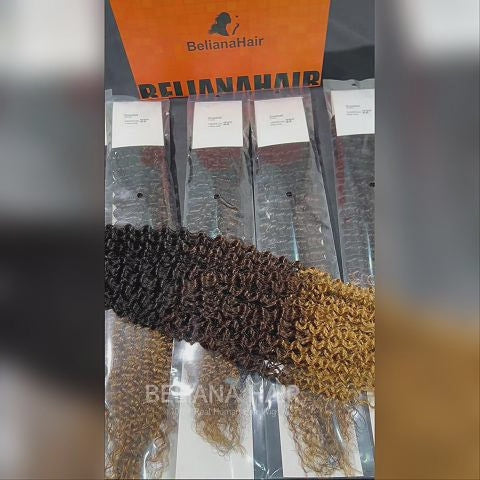Ombre T1B/4/27 Kinky Curly Crochet Human Hair- Afro Texture
