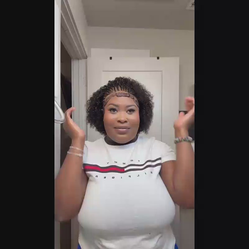13x4 Wear Go Lace Front Braided Afro Short Curly Wig