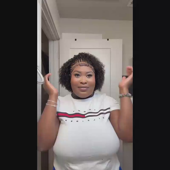 13x4 Wear Go Lace Front Braided Afro Short Curly Wig