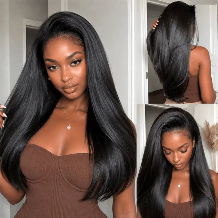 Kinky Curly Glueless Half Wig With Drawstring invisible Hairline Protective Style 3 in 1 Beginner Friendly Wig
