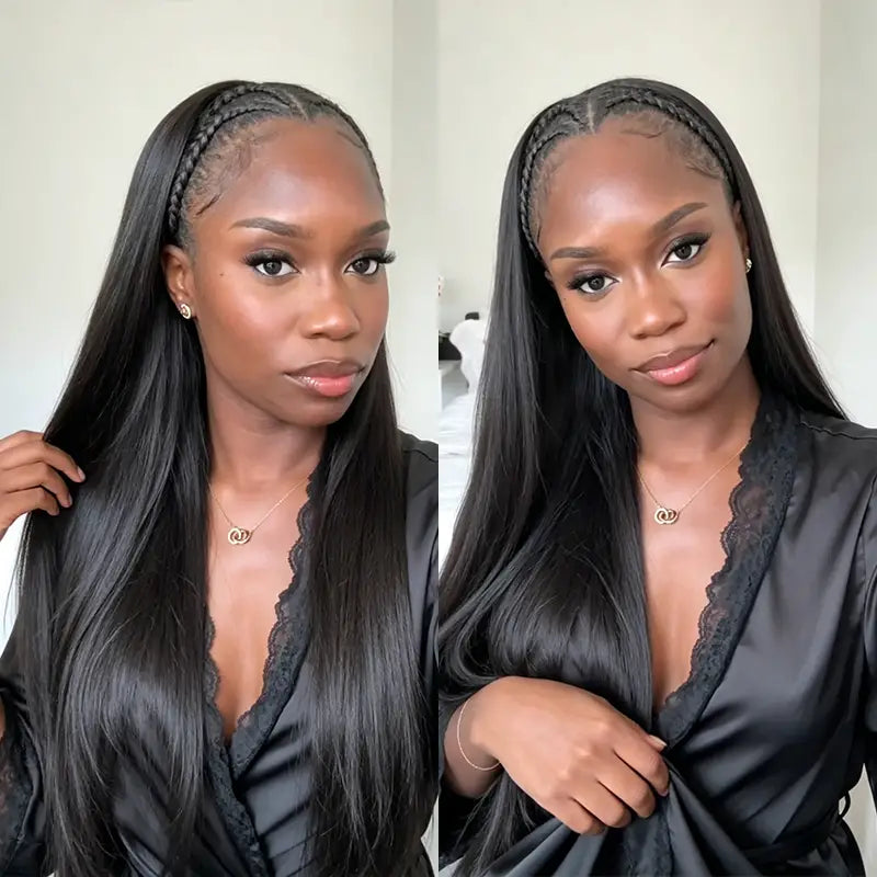 Kinky Curly Glueless Half Wig With Drawstring invisible Hairline Protective Style 3 in 1 Beginner Friendly Wig